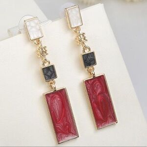 Long Rectangle Tribal Fashion Drop Earrings